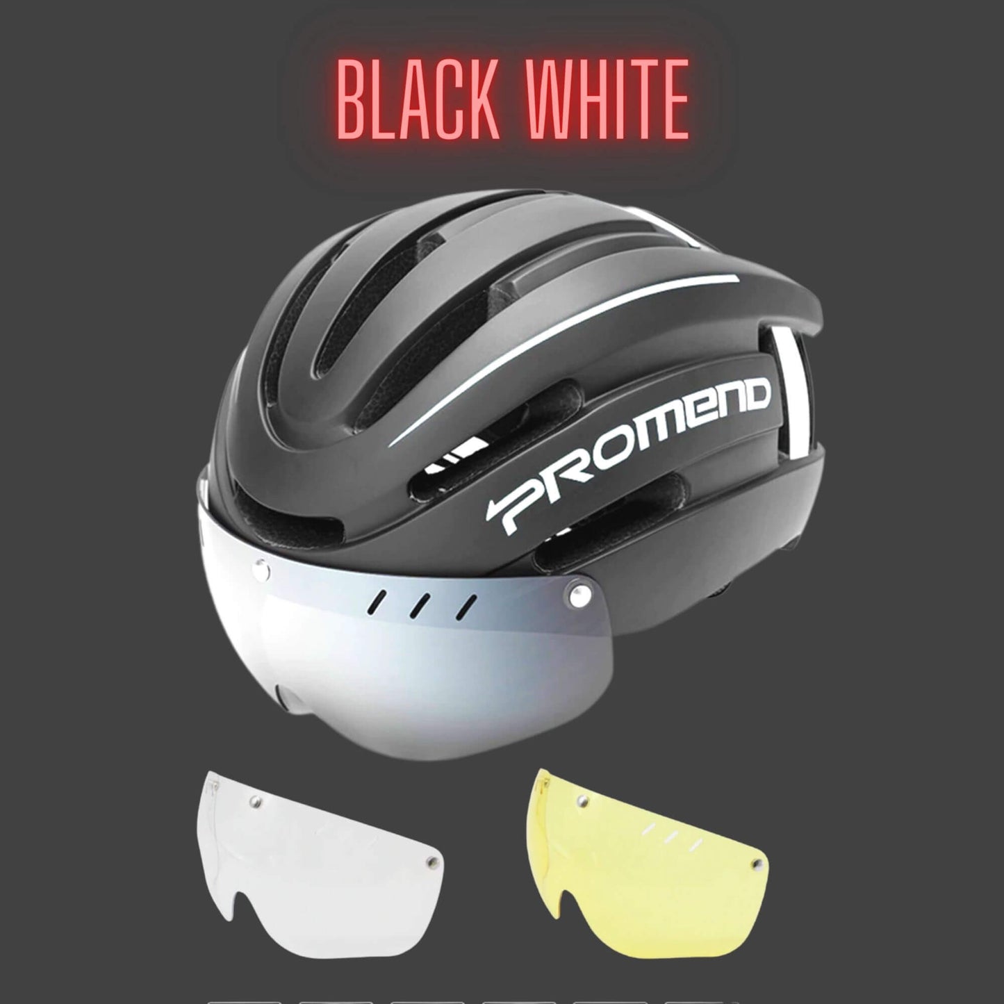 Bike Helmet With Led Lights. Detachable Magnetic Sun Goggles. Rechargeable, Comfortable. 9 Modes For Tail Lights. Shock Proof Cushioning.