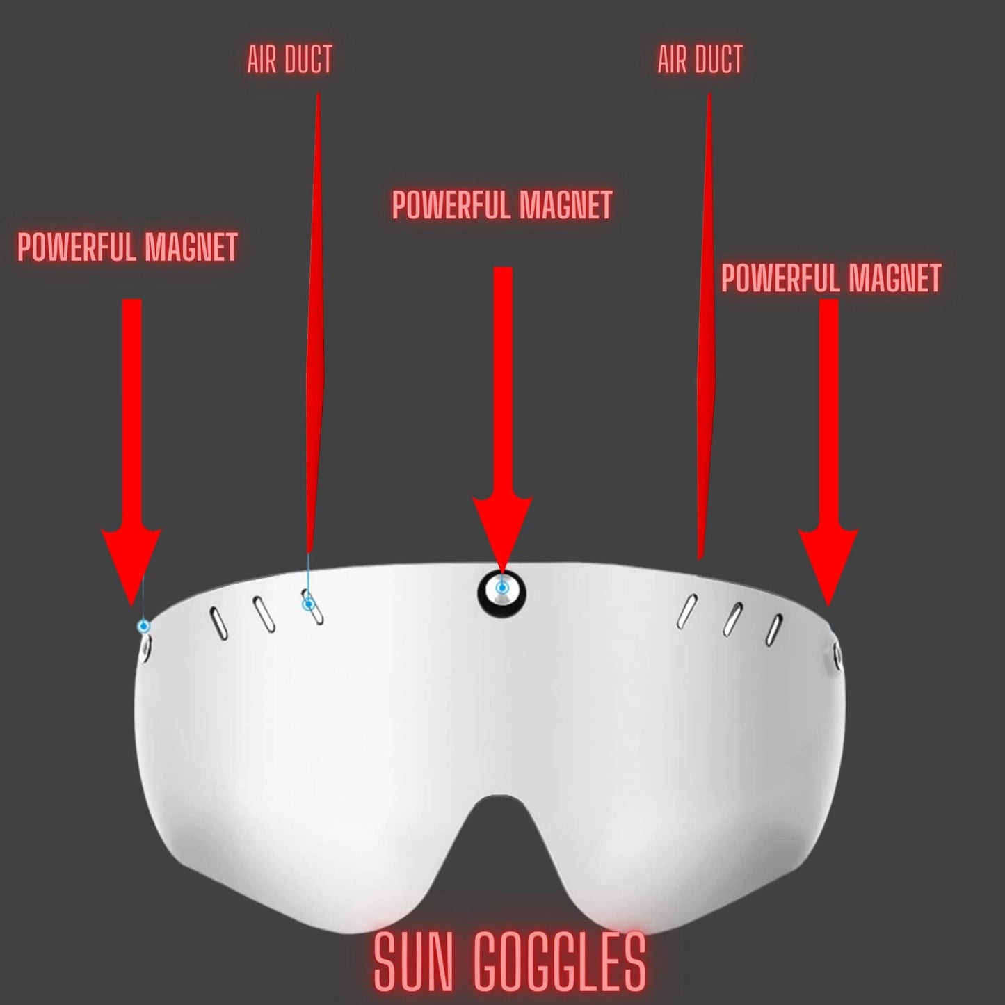 Magnetic Sun goggles for bike helmet