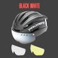 Bike Helmet With Led Lights. Detachable Magnetic Sun Goggles. Rechargeable, Comfortable. 9 Modes For Tail Lights. Shock Proof Cushioning.