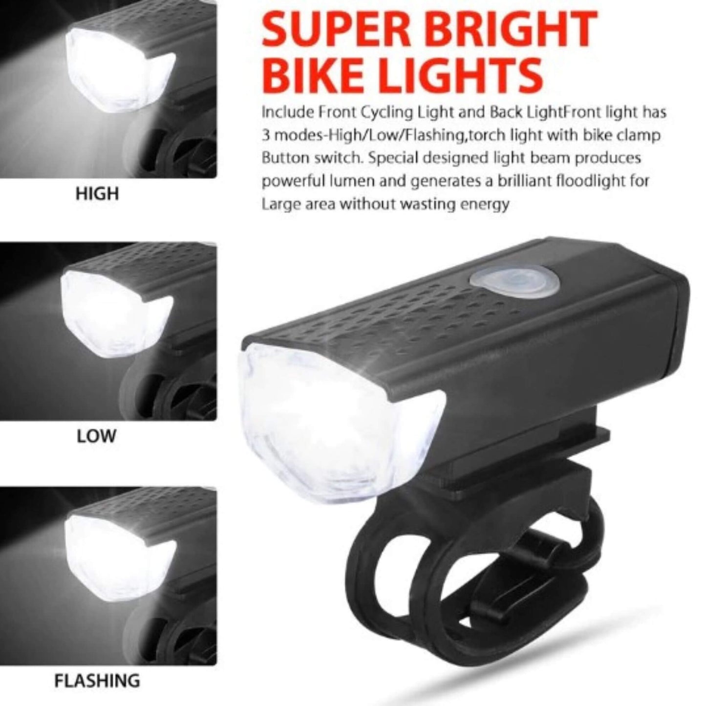 Front Bicycle light with 3 modes