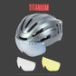 Bike Helmet With Led Lights. Detachable Magnetic Sun Goggles. Rechargeable, Comfortable. 9 Modes For Tail Lights. Shock Proof Cushioning.